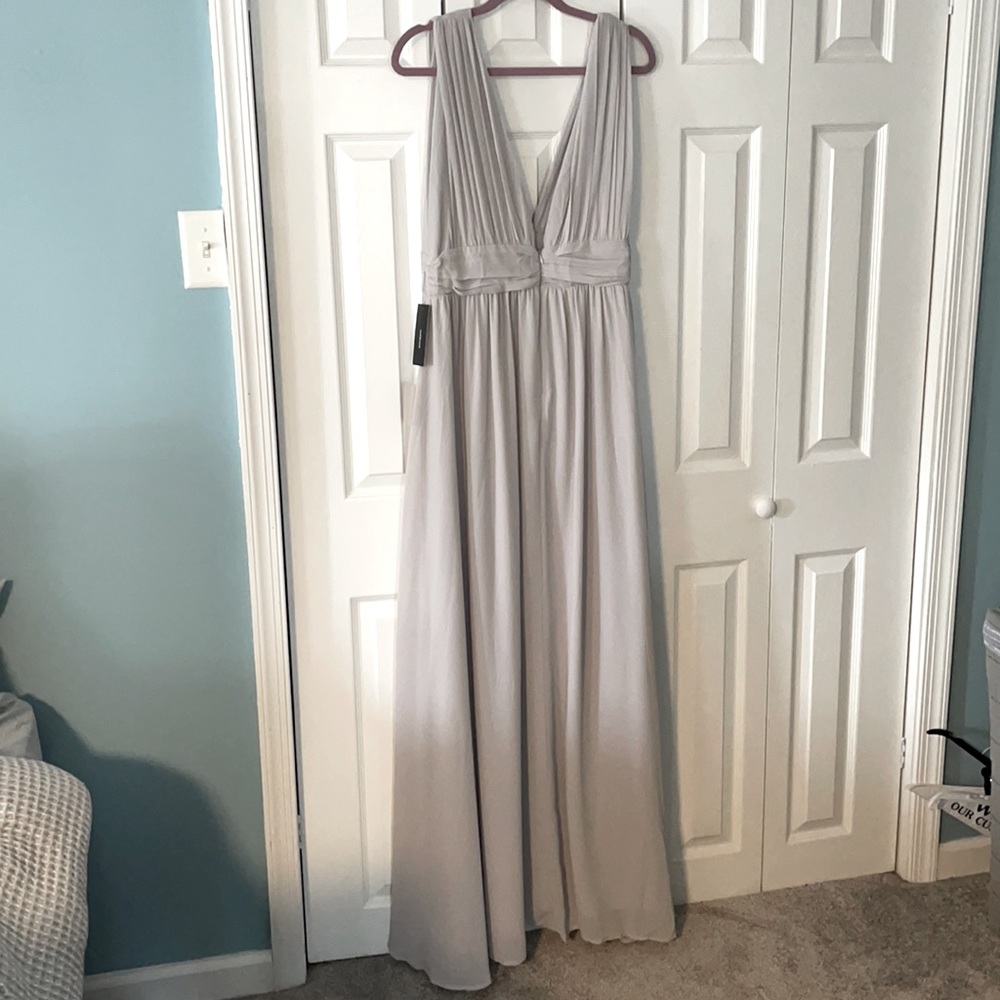 Lulus Light Gray Maxi Dress with Plunging V-Neck
